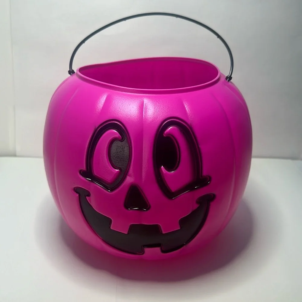 Hot Pink Halloween Pumpkin Blow Mold Bucket Pail Trick-or-treat General Foam USA